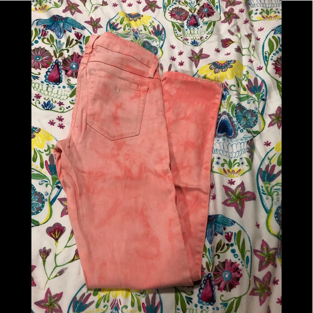 Guess Mid rise guess tie dye skinny